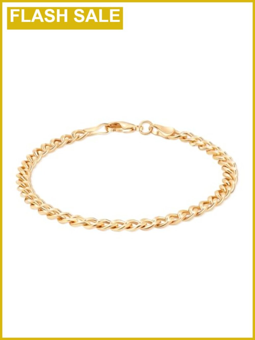 18K Gold Plated Curb Cuban Link Chain Bracelet Made In Brazil 7"